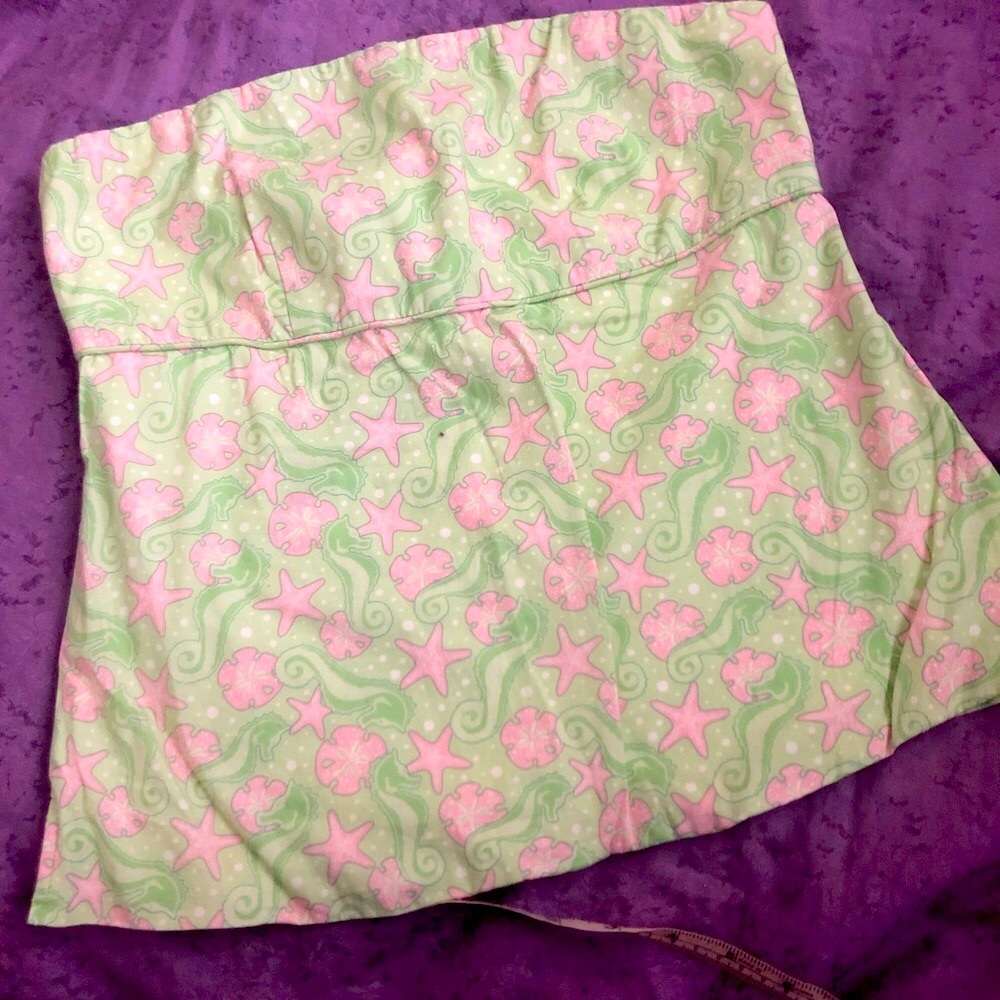 Vineyard Vines STARFISH green strapless Top 8 EUC